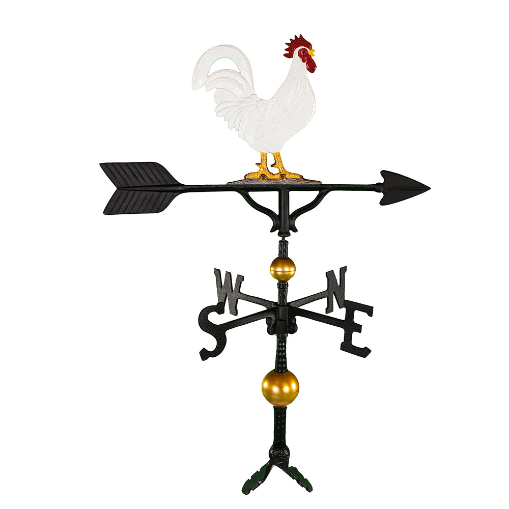 Rooster Weathervane - Made in the USA - Cupola Mount - Roof Mount Included - 6 Color Options