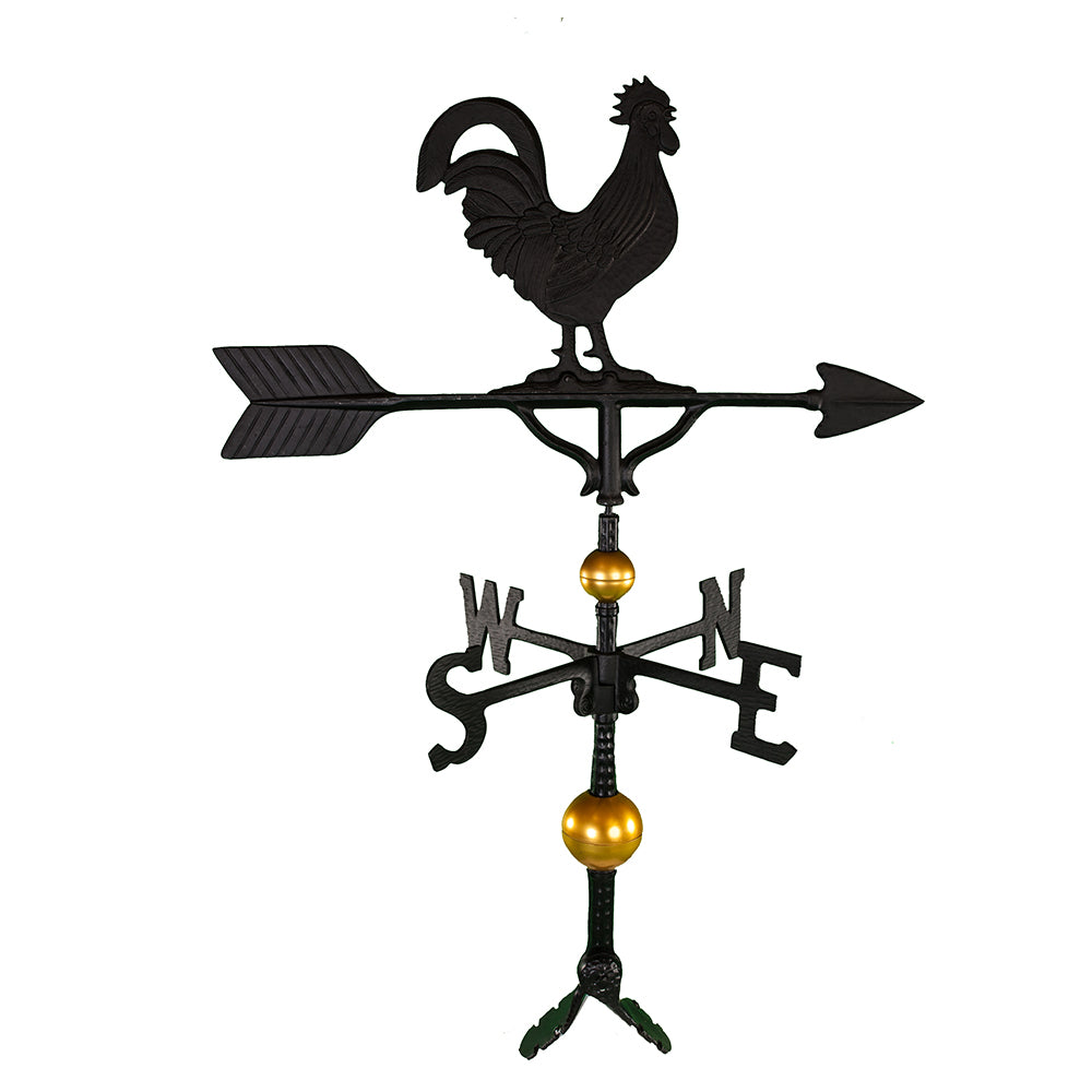 Rooster Weathervane - Made in the USA - Cupola Mount - Roof Mount Included - 6 Color Options
